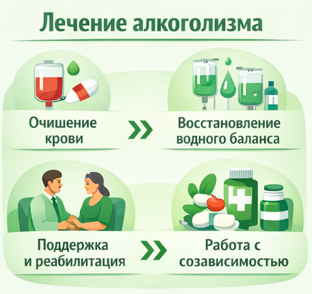 лечение алкоголизма в Полысаево этапы